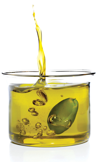 Mixing olive oil with either table salt or granulated sugar can be an 
