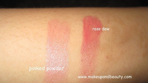 Elle 18 Lipstick Swatches - Pinked Powder and Rose Dew 