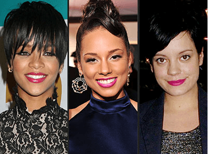 Singers Rihanna, Alicia Keys, and Lily Allen