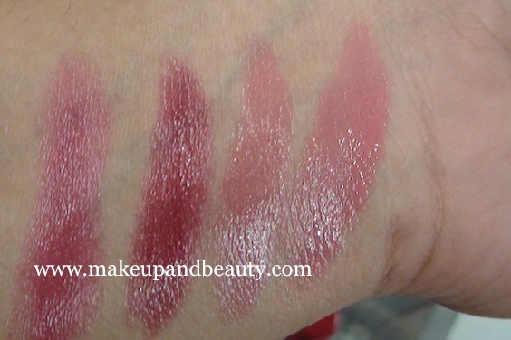 swatches l- r mf 21, m 31, bc 11, pinky peach