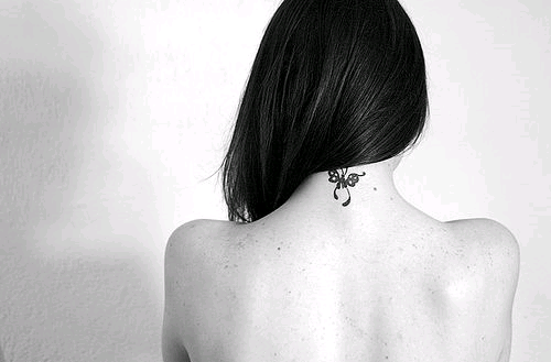 butterfly tatto on the nape