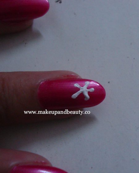 Pink white nail art