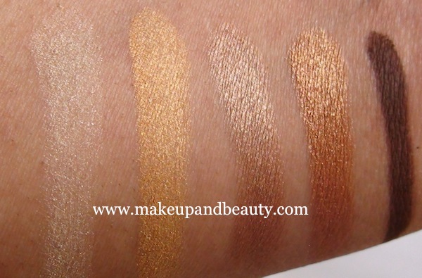 Estee Lauder Pure Color Five Color EyeShadow Palette in Extravagant Gold swatches