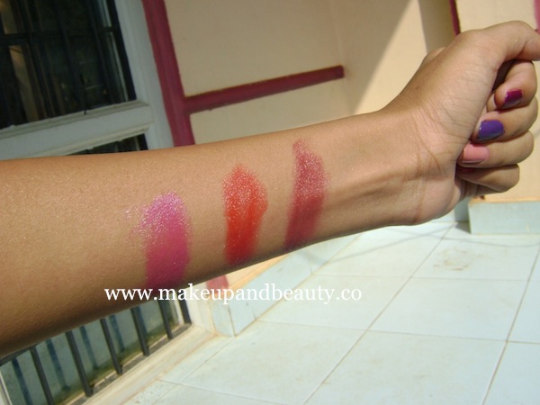 Oriflame Triple Core Lipstick swatches