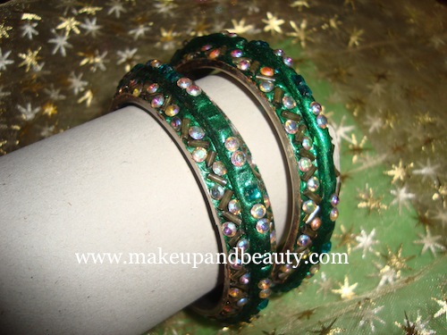 Green stone bangles