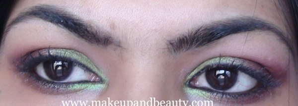 Green eye makeup using Lakme Eye Quartet Botanica