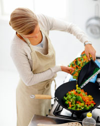 woman cooking food