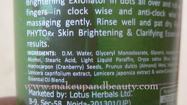 lotus phyto rx exfoliator ingredients