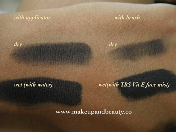 Jordana incolor eyeshadow black tie with and without primer