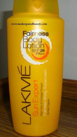 lakme sunexpert fairness body sunscreen lotion