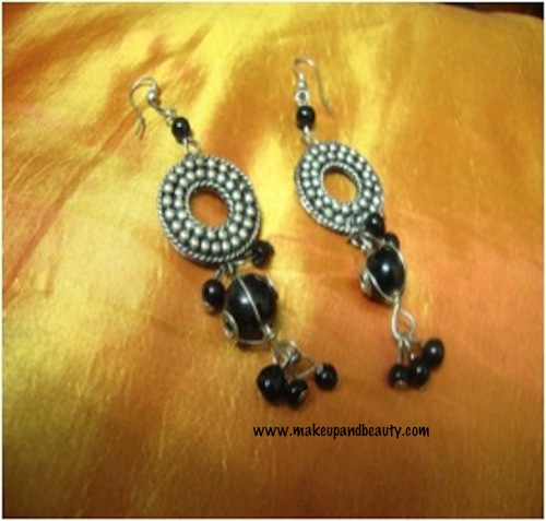 black bead earrings
