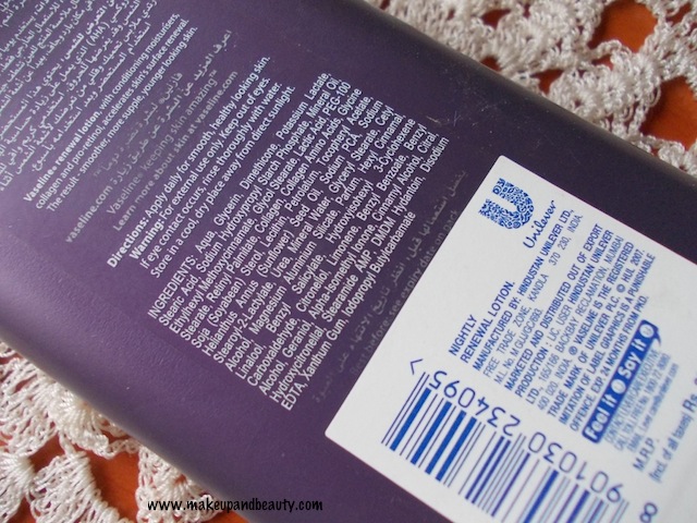 vaseline-age-renewal body lotion - ingredients