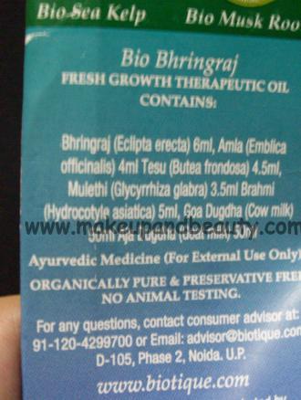 Biotique Bio Bhringraj Fresh Growth Oil Review