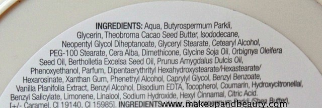 ingredients vanilla body butter duo