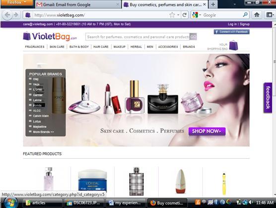 Online shopping experience with violetbag