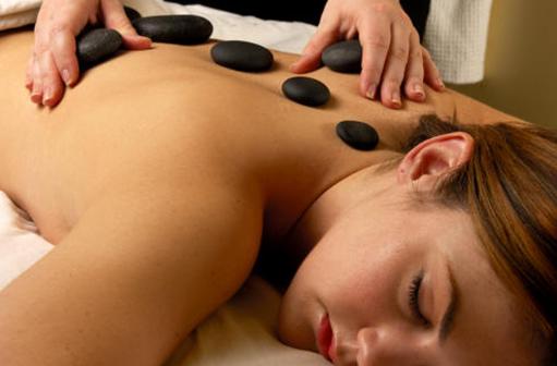 back massage with stones