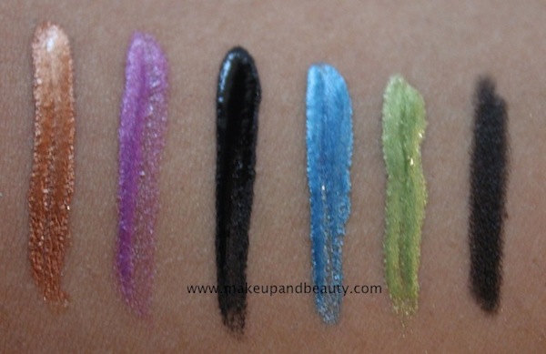 kohl and liner swatches