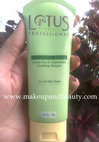 Lotus Herbals Professional Cleansing Facial Green Tea and Chamomile Soothing masque Review
