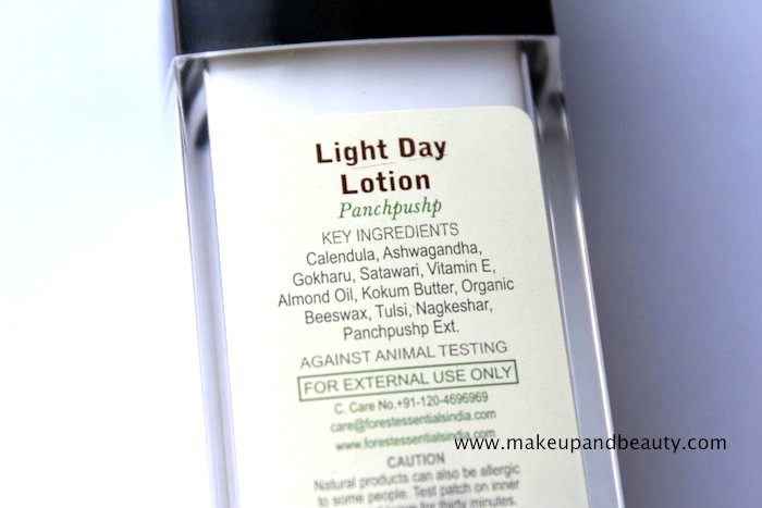 ingredients forest essential day lotion