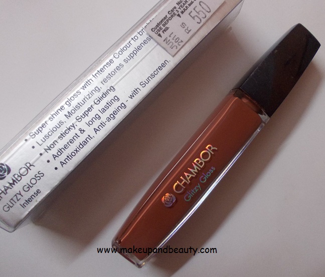 Chambor Glitzy Lip Gloss Intense Shade 603 Review and Swatches
