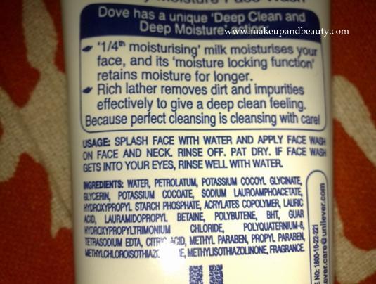 Dove moisturizing face wash