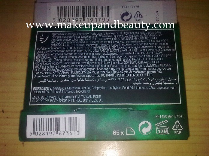 The Body Shop Blotting Tissues in Tea Tree and Lavender
