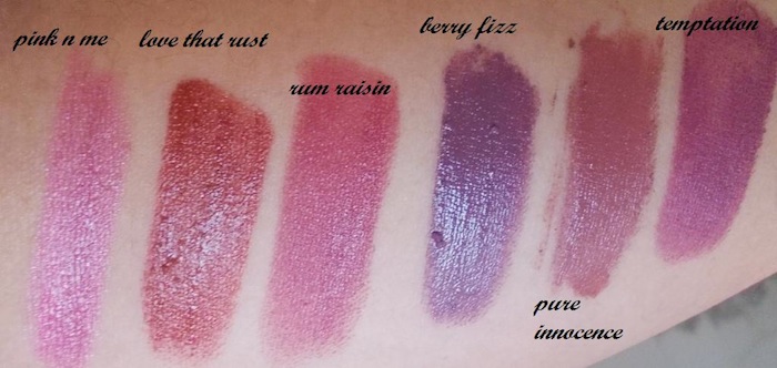 colorbar lipstick swatches