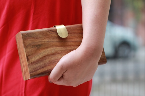 french connection wooden clutch