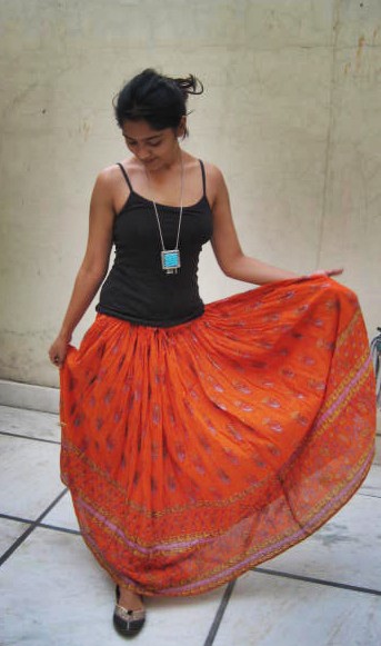 Outfit of the Day Orange Skirt and Colourful Bangles