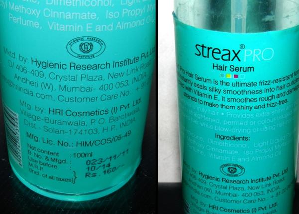 Streax Pro Hair Serum Review - Indian Makeup and Beauty Blog