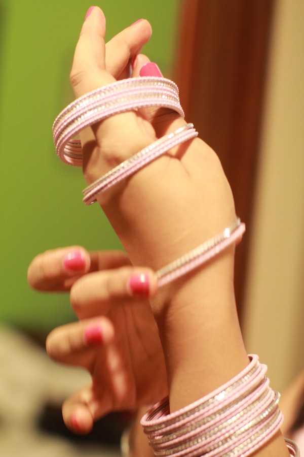 pink silver bangles