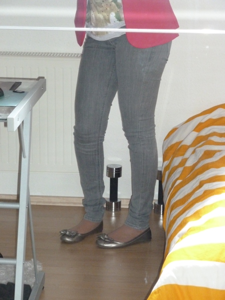 Outfit Of The Day Pink Blazer and Grey Jeans