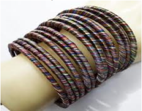 acrylic bangles wrapped in silk thread