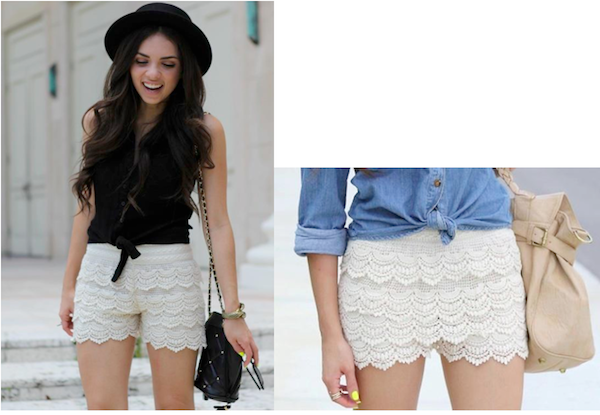 lace white shorts