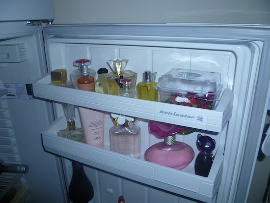 perfumes in refrigerator