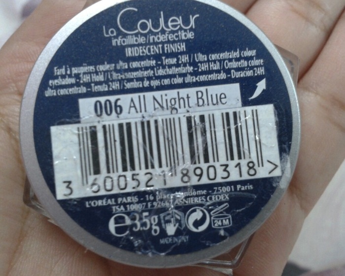 L’OREAL INFALLIBLE EYESHADOW IN ALL NIGHT BLUE REVIEW