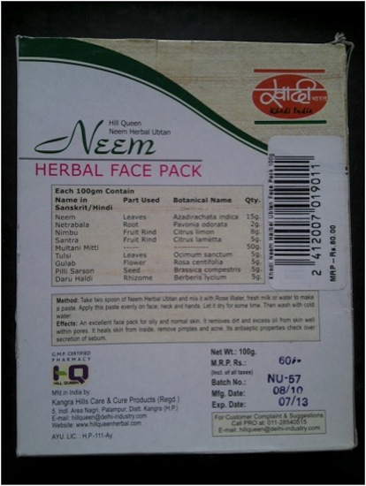 khadi neem herbal face pack ingredients