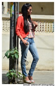 Outfit of the Day Coral Blazer with Casual Jeans