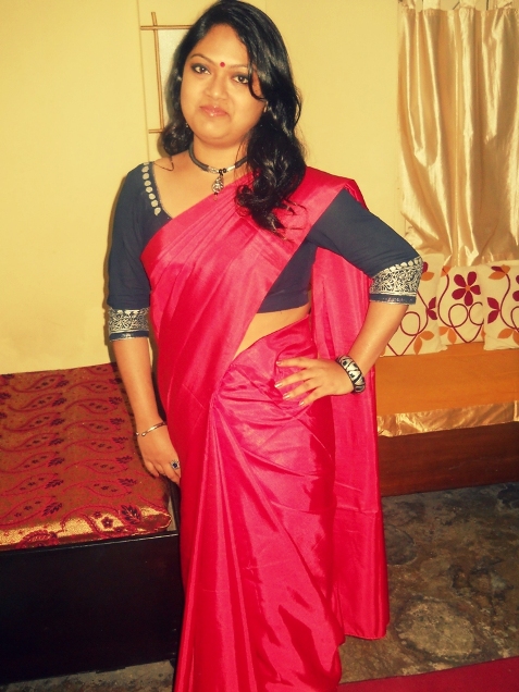 Outfit of the Day Red Saree and Silver Jewellery
