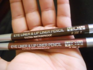 VOV eyeliner lipliner pencils:Dark brown and orangy copper