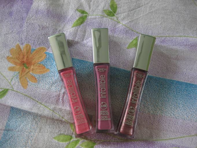 L’Oreal Infallible 6 HR Never Fail Lip Gloss 3 Shades Review