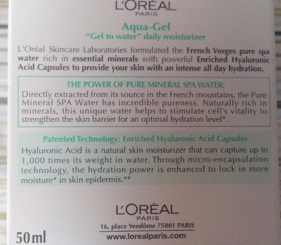 Product Description  1 loreal hydrafresh gel 