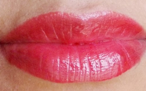 Revlon Colorburst lip gloss fire lip swatch