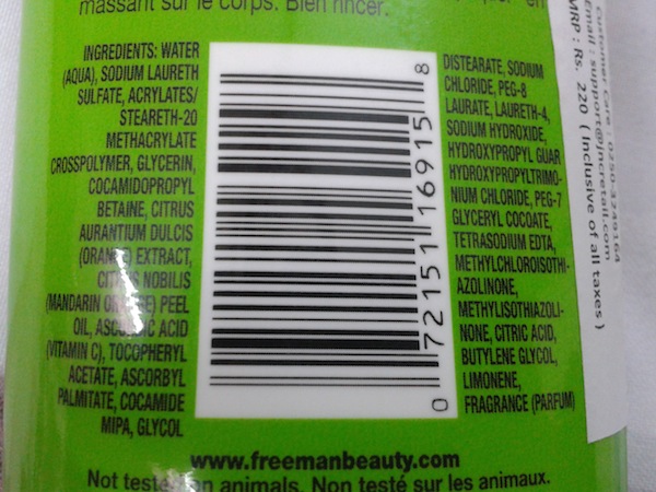 freeman mandarin moisturizing body wash