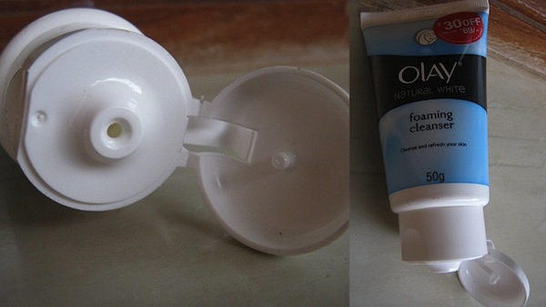 olay natural white foaming cleanser tube