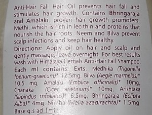 Himalaya anti hair fal hair oil ingredients