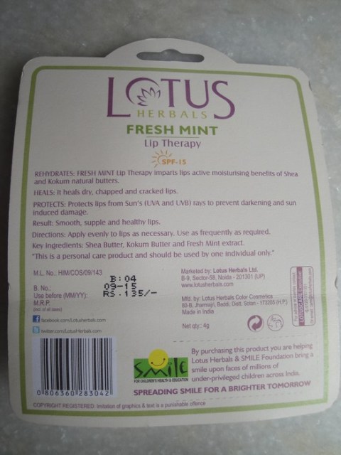 Lotus herbals fresh mint lip therapy (9)