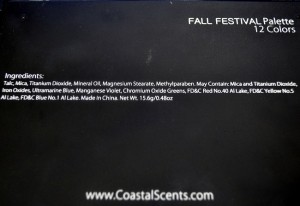 Coastal Scents Fall Festival Palette Ingredients