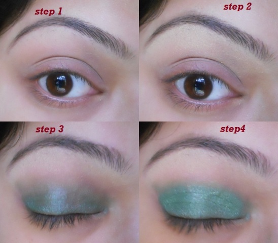 Green orange gold eye makeup tutorial (6)