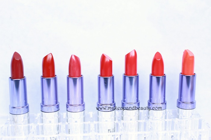 colorbar-red lipstick swatches
